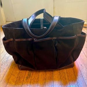lisa b. and co. Suede Multi-Pocket Tote Chocolate Brown